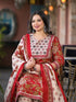 Women Plus Size Maroon Pure Cotton Kurta Set With Dupatta